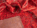 Китайский шёлк красный цветочный узор ГВ4137