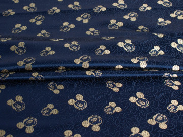 Китайский шёлк синий золотой узор ГВ4140