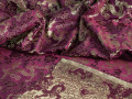 Китайский шёлк бордовый цветочный узор драконы ГВ4126