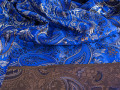 Китайский шёлк синий пейсли цветы листья ГВ4156