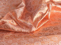 Парча оранжевая бежевая цветы листья узор ГВ4160