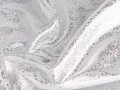 Парча серебряная белая цветы листья узор ГВ3185
