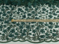 Сетка зеленая с вышивкой цветы аппликация пайетки ГВ3176