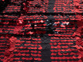 Сетка с черными красными крупными пайетками ГБ1211