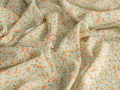 Плательная мятная оранжевая ткань цветочный узор ДЕ353
