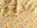 Плательная желтая розовая ткань цветы листья ДЕ358