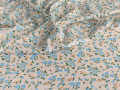 Плательная молочная голубая ткань цветы листья ДЕ359