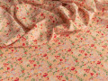 Плательная персиковая ткань цветы листья ДЕ362
