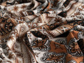 Плательная коричневая бежевая ткань цветы орнамент пейсли ЕВ4100