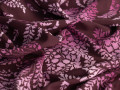 Плательная бордовая ткань цветы листья ЕБ676