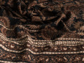 Плательная коричневая бежевая ткань орнамент цветы ЕВ599
