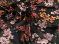 Батист черный оранжевый цветы листья ЕА2195