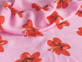 Плательная розовая красная ткань цветы ЕБ684