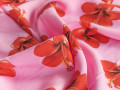 Плательная розовая красная ткань цветы ЕБ684