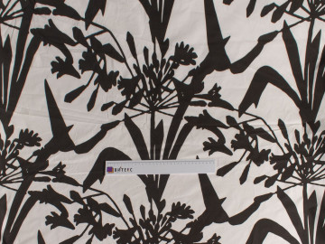 Плательная белая темно-коричневая ткань цветы ЕБ3240