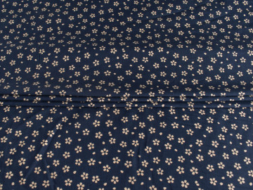Плательная синяя ткань цветы ББ3165