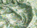 Плательная зеленая ткань цветы листья ЕВ4103