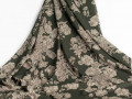 Плательная хаки бежевая ткань цветы листья ЕА5107