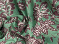 Плательная зеленая бордовая ткань цветы листья ЕБ4165