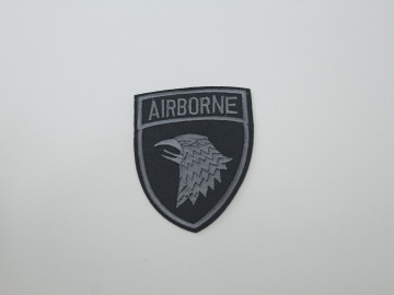 Термонаклейка черно-серая с надписью Airborne